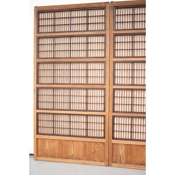 障子枠付 煤黒時代格子戸 4枚1組　L973 