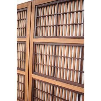 障子枠付 煤黒時代格子戸 4枚1組　L973 