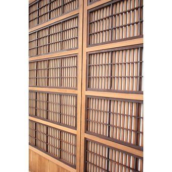 障子枠付 煤黒時代格子戸 4枚1組　L973 