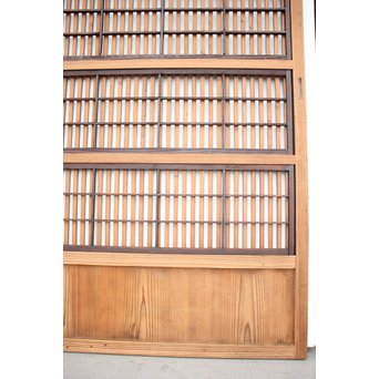 障子枠付 煤黒時代格子戸 4枚1組　L973 