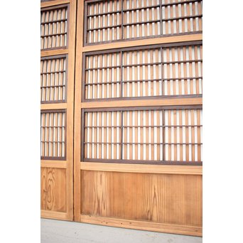 障子枠付 煤黒時代格子戸 4枚1組　L973 