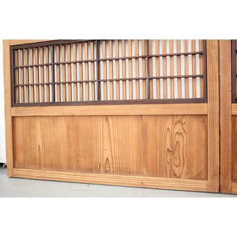 障子枠付 煤黒時代格子戸 4枚1組　L973 