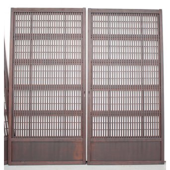 障子枠付 煤黒時代格子戸 4枚1組　L973 