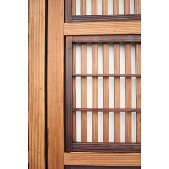 障子枠付 煤黒時代格子戸 4枚1組　L973 