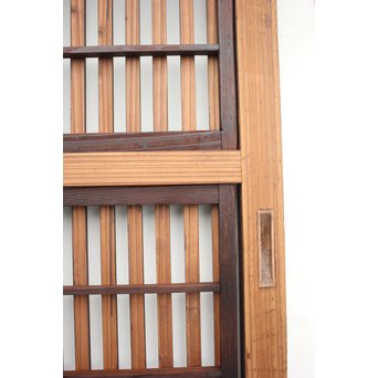 障子枠付 煤黒時代格子戸 4枚1組　L973 