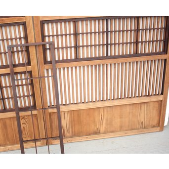 障子枠付 煤黒時代格子戸 4枚1組　L973 