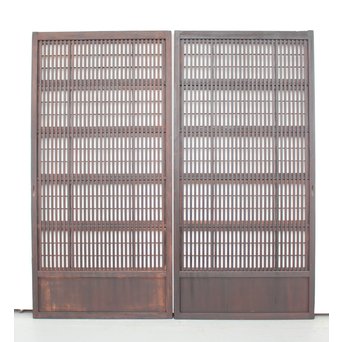 障子枠付 煤黒時代格子戸 4枚1組　L973 