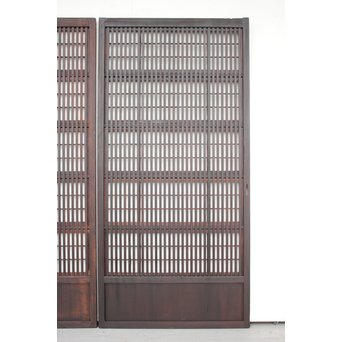 障子枠付 煤黒時代格子戸 4枚1組　L973 