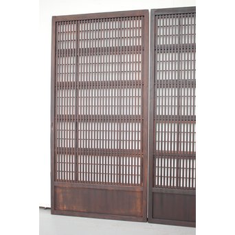 障子枠付 煤黒時代格子戸 4枚1組　L973 