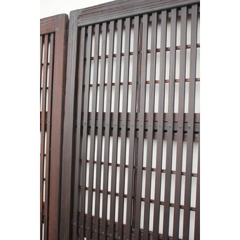 障子枠付 煤黒時代格子戸 4枚1組　L973 