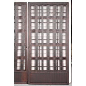 障子枠付 煤黒時代格子戸 4枚1組　L973 