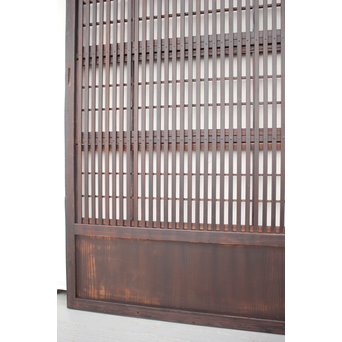 障子枠付 煤黒時代格子戸 4枚1組　L973 