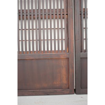 障子枠付 煤黒時代格子戸 4枚1組　L973 