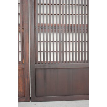 障子枠付 煤黒時代格子戸 4枚1組　L973 