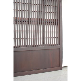 障子枠付 煤黒時代格子戸 4枚1組　L973 