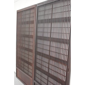 障子枠付 煤黒時代格子戸 4枚1組　L973 