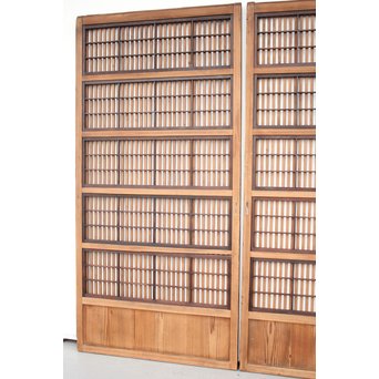 障子枠付 煤黒時代格子戸 4枚1組　L973 