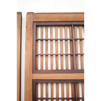 障子枠付 煤黒時代格子戸 4枚1組　L973 