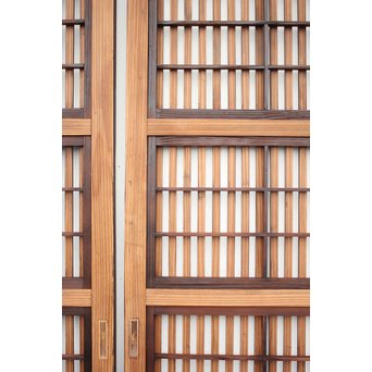 障子枠付 煤黒時代格子戸 4枚1組　L973 