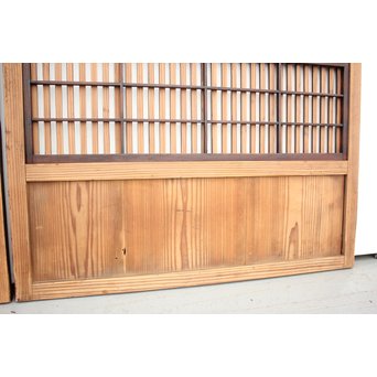 障子枠付 煤黒時代格子戸 4枚1組　L973 