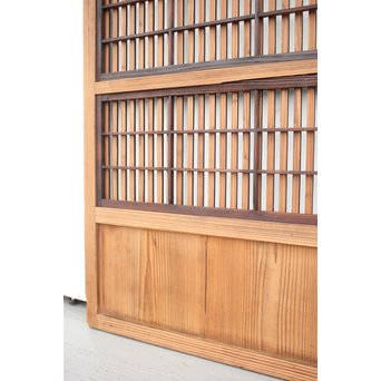 障子枠付 煤黒時代格子戸 4枚1組　L973 