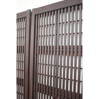 障子枠付 煤黒時代格子戸 4枚1組　L973 