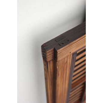 障子枠付 煤黒時代格子戸 4枚1組　L973 