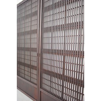 障子枠付 煤黒時代格子戸 4枚1組　L973 