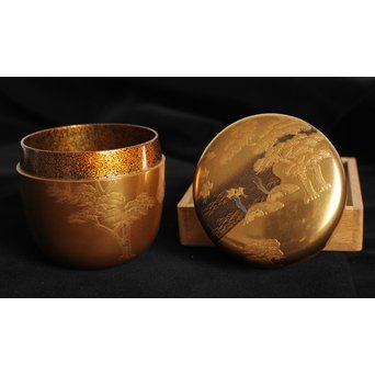 今日庵 裏千家十五代/鵬雲斎 宗室 塩釜蒔絵大棗　Q044 