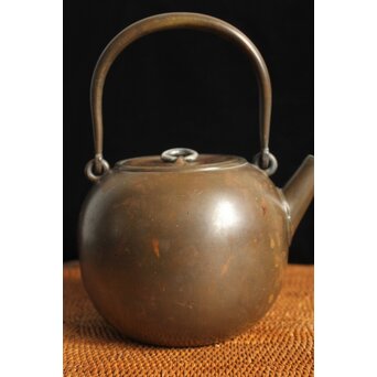 金谷五郎三郎 銅製砲口 銀遊環摘 日ノ丸型急須/湯沸　M112 