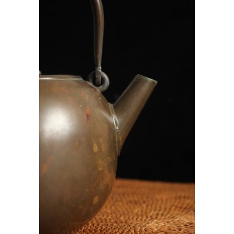 金谷五郎三郎 銅製砲口 銀遊環摘 日ノ丸型急須/湯沸　M112 