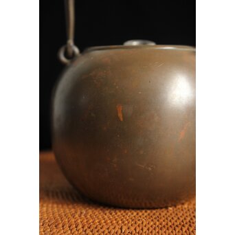 金谷五郎三郎 銅製砲口 銀遊環摘 日ノ丸型急須/湯沸　M112 