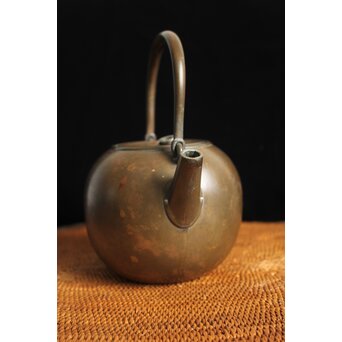 金谷五郎三郎 銅製砲口 銀遊環摘 日ノ丸型急須/湯沸　M112 