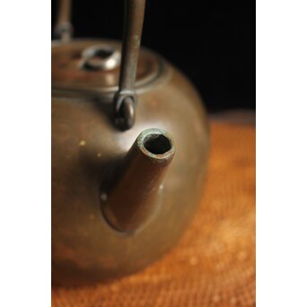 金谷五郎三郎 銅製砲口 銀遊環摘 日ノ丸型急須/湯沸　M112 