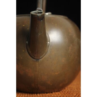 金谷五郎三郎 銅製砲口 銀遊環摘 日ノ丸型急須/湯沸　M112 