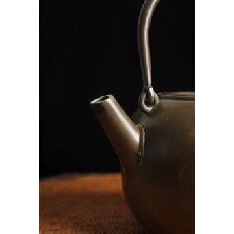 金谷五郎三郎 銅製砲口 銀遊環摘 日ノ丸型急須/湯沸　M112 