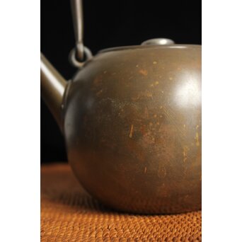 金谷五郎三郎 銅製砲口 銀遊環摘 日ノ丸型急須/湯沸　M112 