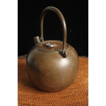 金谷五郎三郎 銅製砲口 銀遊環摘 日ノ丸型急須/湯沸　M112 