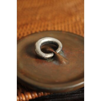 金谷五郎三郎 銅製砲口 銀遊環摘 日ノ丸型急須/湯沸　M112 