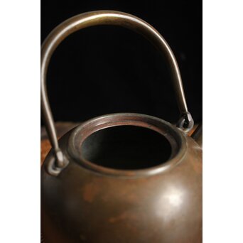 金谷五郎三郎 銅製砲口 銀遊環摘 日ノ丸型急須/湯沸　M112 