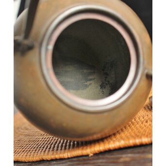 金谷五郎三郎 銅製砲口 銀遊環摘 日ノ丸型急須/湯沸　M112 