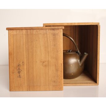 金谷五郎三郎 銅製砲口 銀遊環摘 日ノ丸型急須/湯沸　M112 