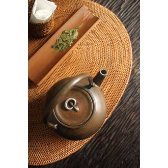 金谷五郎三郎 銅製砲口 銀遊環摘 日ノ丸型急須/湯沸　M112 