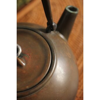 金谷五郎三郎 銅製砲口 銀遊環摘 日ノ丸型急須/湯沸　M112 