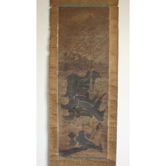 仏画 不動明王図 紙本水墨掛軸　Z084