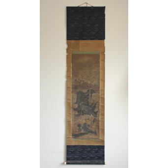 仏画 不動明王図 紙本水墨掛軸　Z084 