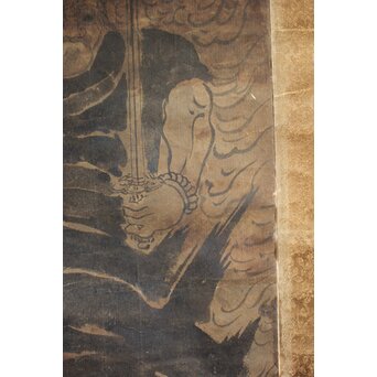 仏画 不動明王図 紙本水墨掛軸　Z084 