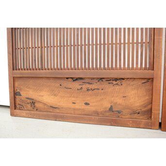 障子枠付 黒柿腰板の格子戸 2枚1組　L975Y 