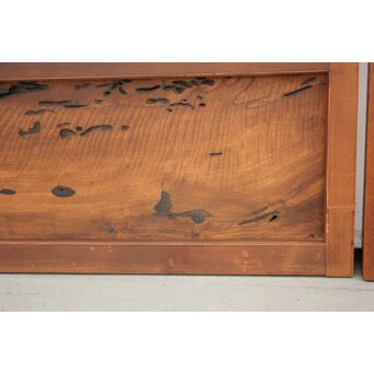 障子枠付 黒柿腰板の格子戸 2枚1組　L975Y 