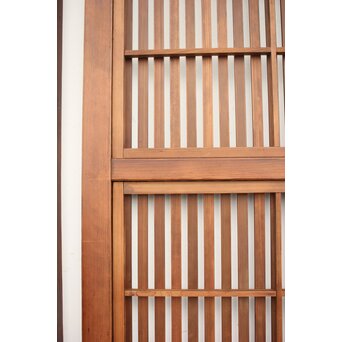 障子枠付 黒柿腰板の格子戸 2枚1組　L975Y 